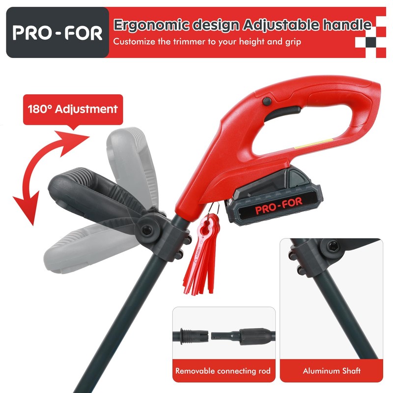 PRO-FOR 20V Cordless Grass Trimmer and Edger, 9.5" Stringless Weed