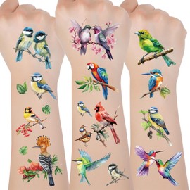 Bird Birthday Decorations Temporary Tattoos - Joybileefun 8 Sheets Hummingbird Tattoos Temporary Bird Stickers for Kids Hawaiian Tattoo Stickers Favors Supplies for Boys Girls School Prizes Rewards