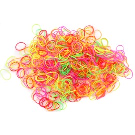 Mytoptrendz® 500pcs Mini Hair Bands Thin Elastic Pony Rubber Hair Bands Multi Colour Tiny Elastic Band Rubber Braiding Braids Braid Plaits For Kids, Girls, (Neon Rainbow)