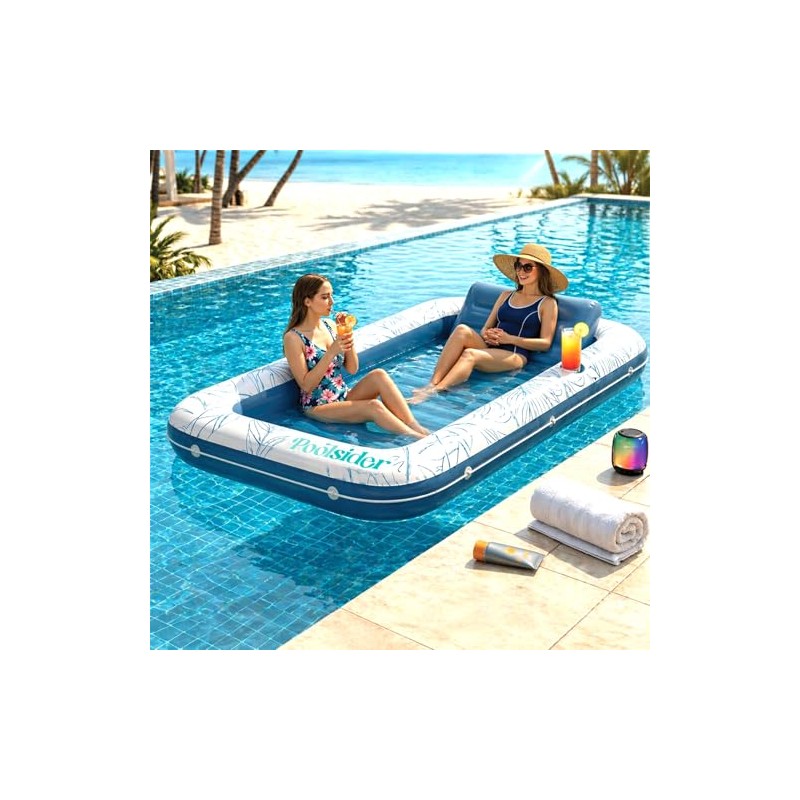 Poolsider Inflatable Tanning Pool Lounger |Large Inflatable Tanning Bed for