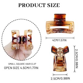 Small Hair Clips Women's Thin Hair, Kavya Hair Clip Square Small 4 cm Hair Clip Small Medium Hair Clips Colourful for Women Girls