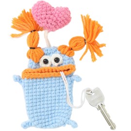 Macaroni Edge Yarn Mascot Keychain Monster Keychain Holder Accessory Case for Keys Storage Korean Miscellaneous Handcrafted, blue/orange