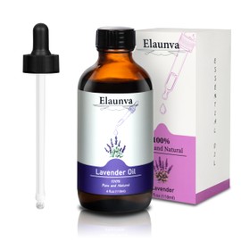 Elaunva Lavender Essential Oil, 4Fl.Oz (118ML) 100% Pure&Natural Essential Oils Singles for Aromatherapy Diffusers, Humidifiers,DIY Candle and Soap Making, Gift,Plant Scent (4Fl Oz（118ml）, Lavender)