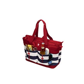 geckobrands 2 Compartment Tote Cooler â Holds Up to 40 Cans or 24 Bottles, Available in 6 Colors (Red/White/Blue Stripe)