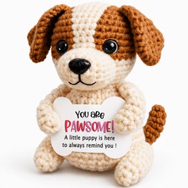 OWUH Funny Dog Gifts for Women Girls Men Boys Graduation Birthday Fathers Day Christmas Stocking Stuffers Presents, Mini Cute Puppy Dog Emotional Positive Support Crochet Desk Decor Accessories