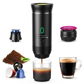 Portable Espresso maker, Travel Coffee Machine for Camping, Car Self-Heating Coffee Maker with USB-C,Compatible With Ground Coffee & NS Capsules, Portable Espresso Machine for RV, Hiking, Home