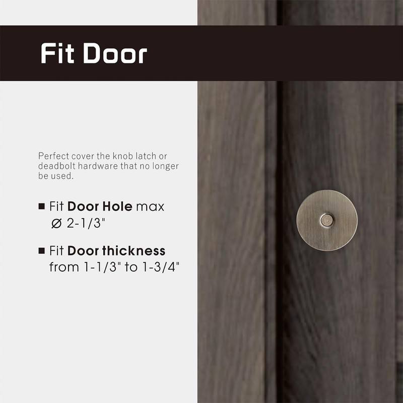 Siwil Door Hole Cover Plate, 2-5/8" Diameter Solid Steel, Hole