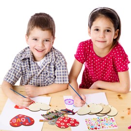 Fennoral 27 Pack Heart Wind Chime Kit for Kids Make You Own Love Wind Chimes DIY Colorful Valentine's Day Wooden Art and Craft for Kids Valentine's Day Party Decoration