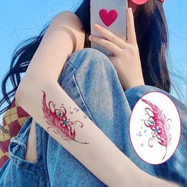 20 Sheets Women Girls Temporary Tattoos Stickers,Colorful Flowers,Feather and Butterfly Realistic Long Lasting Fake Tattoo Stickers,Watercolor Temp Tattoos for Women Girls Adults Body Art