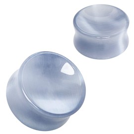Blue Palm Jewelry Pair of Light Gray Cat Eyes Stone Double Flare Concave Stone Ear Plugs Expander Gauges 2ga - 1 inch E606