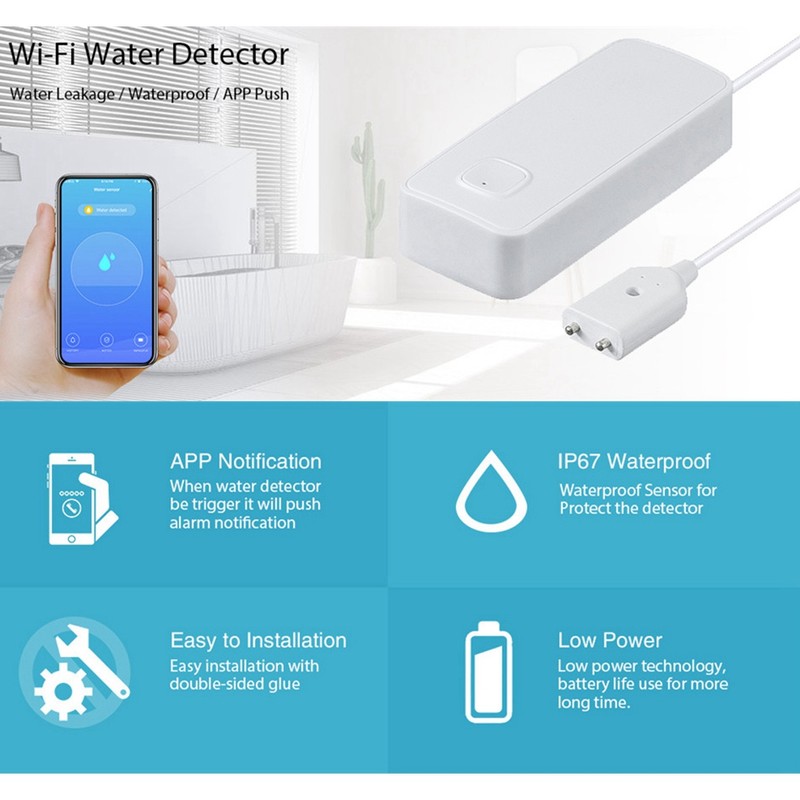 IP67 2.4GHz WiFi Home Water Level Detector Leakage Alarm Sensor