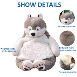 ronivia Husky Weighted Stuffed Animals, 17" 3.5 lbs Weighted Husky Dog Plush Toy Large Weighted Plush Animal Pillow Gifts for Boys and Girls