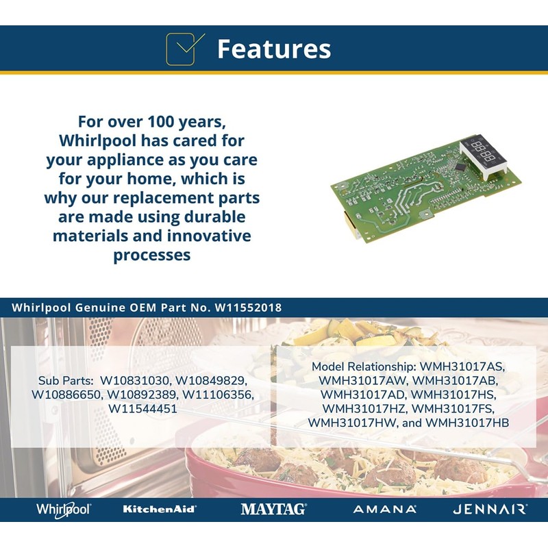 Whirlpool W11552018 OEM Microwave Electronic Control Board