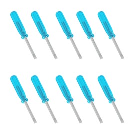 FOCMKEAS 10PCS Mini Slotted Screwdriver, 2mm Flat Head for Watch Eyeglasses Electronics Toy Repair, Non-magnetic, 1.77"(45mm) Total Length (Blue Handle)
