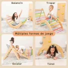 Triángulo Pikler Montessori Multicolor Con Rampa Y Balancin                                                                                           