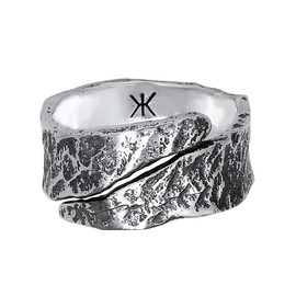 Kuzzoi 0604832121 Men's Ring in Ornate Textured Used Design, Band Ring Solid (12 mm) Wide in 925 Sterling Silver, Hammered Silver Ring, Ring for Men, Biker Ring, Ring Size 60 - 66, Sterling Silver