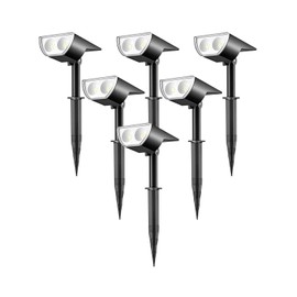 Linkind StarRayS 12 LEDs Landscape Solar Spotlights, Solar Powered Dusk-to-Dawn Outdoor Garden Lights, 350LM 3000K Warm White, IP67 Waterproof for Garden Yard Patio Driveway Porch, 6-Pack
