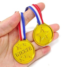 Weforu 20PCS Gold Medals, Plastic Medal with Neck Ribbons for Kids/Student/Adults Medal Winner Medals for Party Decoration Gift/Competition/Sports/Activity