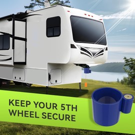 RVMATE 5th Wheel Lock (Blue), Heavy Duty Steel King Pin Lock with Anti-Theft Warning Tag, for 5th Wheel/Semi Trailers/RVs/Containers