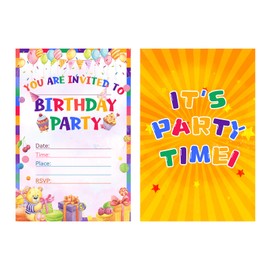 wcxcareyourlife WCXCAREYOURLIFE 32 Pack 5”x7” Birthday Invitation Cards for Kids Girls Boys Birthday Baby Shower Yellow, Black, Brown, Orange