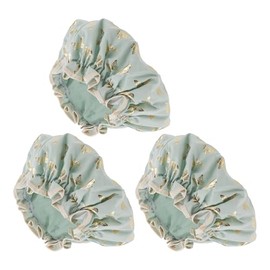 VOCOSTE Shower Cap Hair Cap Double Layer Waterproof Reusable Bath Spa SPA Face Wash 3pcs Green Butterfly