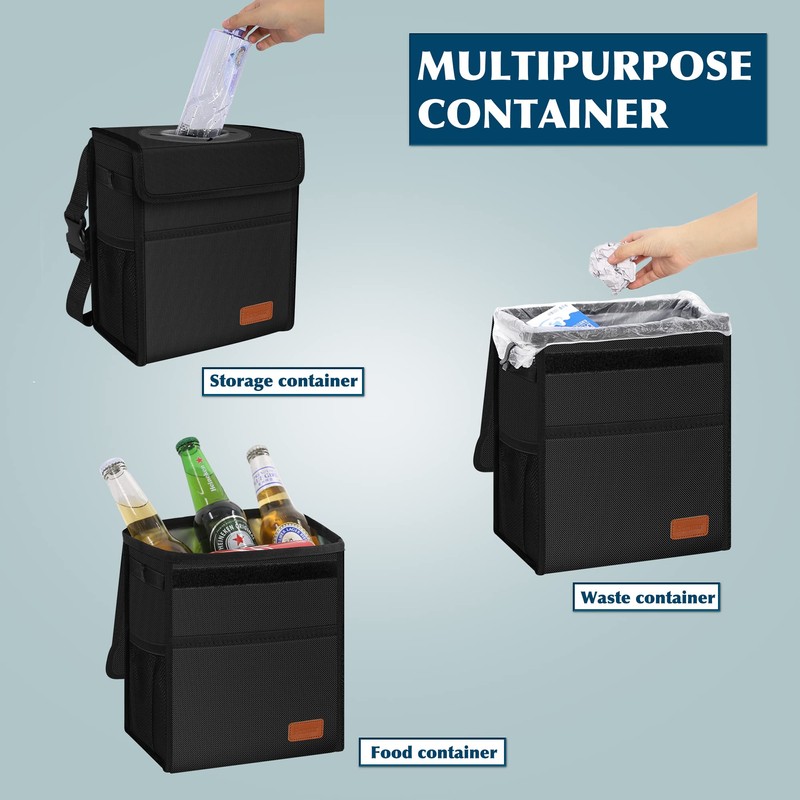 Femuar Leak Proof Car Trash Can with Lid - Waterproof