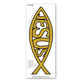 Gold Jesus Fish Magnet by Magnet America Is 2.625" x 7" Made for Vehicles and Refrigerators