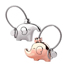 Clepsidra® Set 2 Llavero de elefante de Acero Inoxidable. Duos para pareja o amigos resistentes y elegantes. Llaveros para hombre ideal para regalos. Llaveros para mujer utiles y practicos. Keychain.