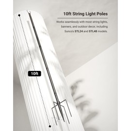 Sunco String Light Poles 10ft, Outdoor Light Poles for Deck, Yard, Garden, Metal, Damp Rated, 2 Year Warranty 4 Pack