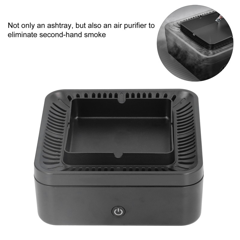 Smokeless Ashtray Gray Home Office Desktop USB Charging Large Air