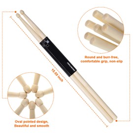 20 Pairs Drum Sticks Maple Drumsticks Oval Tip Drum Sticks Set Drum Accessories Wood Drumsticks for Adults Kids Drumming (7A)