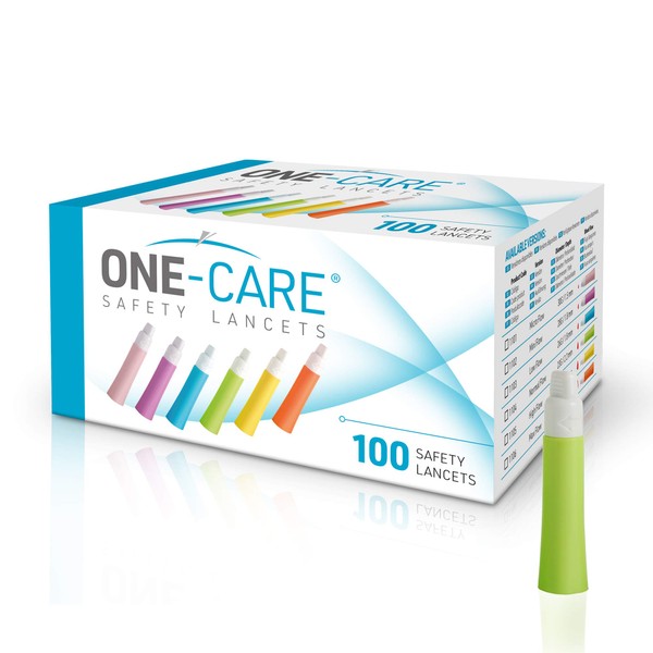 MediVena ONE-Care Safety Lancets, Contact-Activated, 23G x 2.2mm, 100/bx, Sterile, Single-Use, Preloaded, Gentle for Comfortable Testing