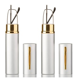 2 Packs - Pocket Readers Tube Reader in Case Silver Reading Glasses +1.75