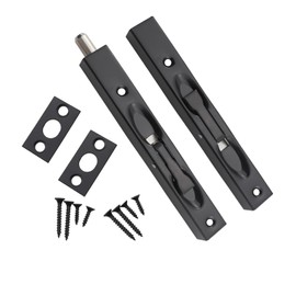 Guifeng 2PCS Black Double Door Square Latch 6inch Stainless Steel Security French Door Latch with Hardware Metal Flush Latch Bolt for Home Doors Fixed Composite Doors French Doors Patio Doors