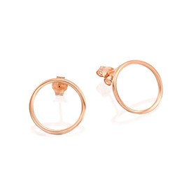 Tooliks - Minimalist Rose Gold Open Circle Stud Earrings - Designer Handmade Simple Karma Posts(rose gold, smooth)