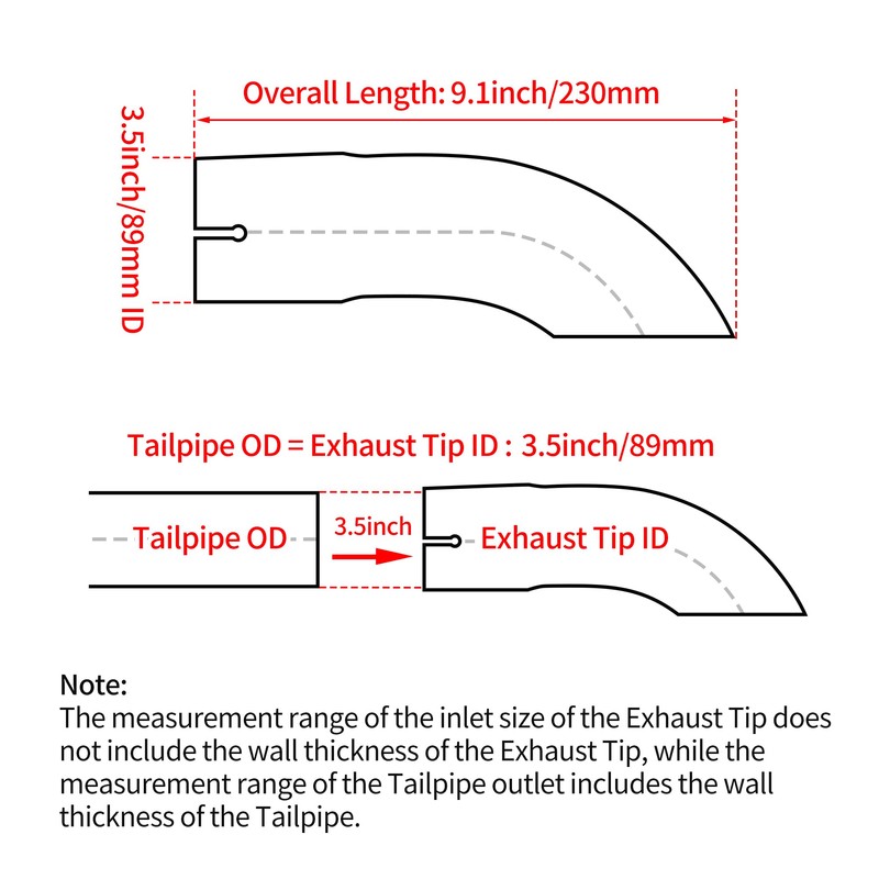 X AUTOHAUX 3.50" ID Inlet Turn Down Exhaust Tip T304