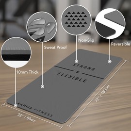 Large Yoga Mat – Extra Thick 10mm Workout Mat (72"x32") – Non Slip TPE Exercise Mat for Women & Men – Pilates, HIIT, Fitness & Home Gym Mat – Includes Free Carry Bag (Dark Grey)