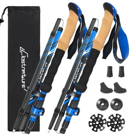 Clostnature Collapsible Trekking Poles for Hiking – Carbon Fiber Folding Hiking Poles, Telescopic Lightweight Trekking Sticks for Women, Men, Seniors, Retractable Nordic Walking Sticks for Climbing