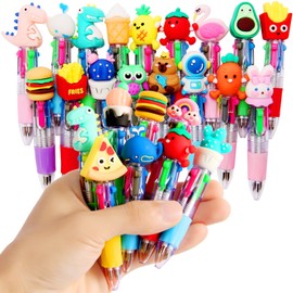 LiYiQ 25 Pcs Multicolor Pen in One Fun 4-in-1 Cute Pens Bulk Kawaii Cool Ballpoint Pens for Kids Fun Gifts (25)