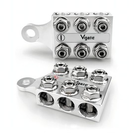 Vgate 12-Way Post Terminal Distribution Block Bus Bar, 8AWG up to 4/0(XL) AWG Gauge, for Lithium or AGM Lead Acid Battery with Bolt Down Ends or Threaded Studs, M10 or 3/8”-16