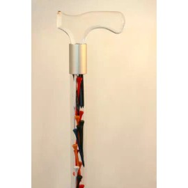 Elegant designer walking cane with golf tees changable interior lucite handle - 33 in