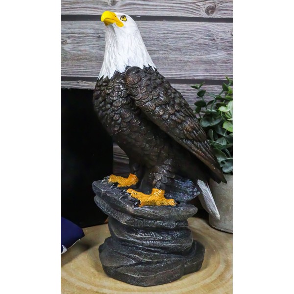 9"H Realistic American Pride Majestic Bald Eagle Perching On Cliff