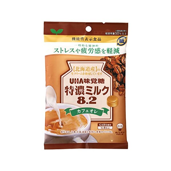 UHA味覚糖 機能性表示食品 特濃ミルク8.2 カフェオレ 93g×72個 (6袋×12) ケース販売