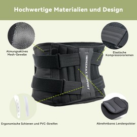 INDEEMAX Back Support Belt for Men and Women, Breathable Lumbar Support Belt for Sciatica, Scoliosis, Herniated Disc, Adjustable Back Brace Ergonomic Waist Belt with 3D Soft Pad, S