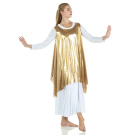 Danzcue Womens Celebration of Spirit Dance Drapey Tunic Tank Pullover, Gold, 2XL-3XL