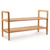 Mosa Natural Bamboo 2-Tier Shoe Rack Storage Organizer, 27.6" X