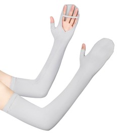 HeySocks UV Protection Cooling Arm Sleeves for Women - Breathable Ice Silk, Anti-Slip Palm, Touchscreen Fingers, Adjustable Fit, Sun Protection