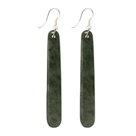 81stgeneration Women's Hand Carved Greenstone 925 Sterling Silver Maori Long Drop Roimata Earrings