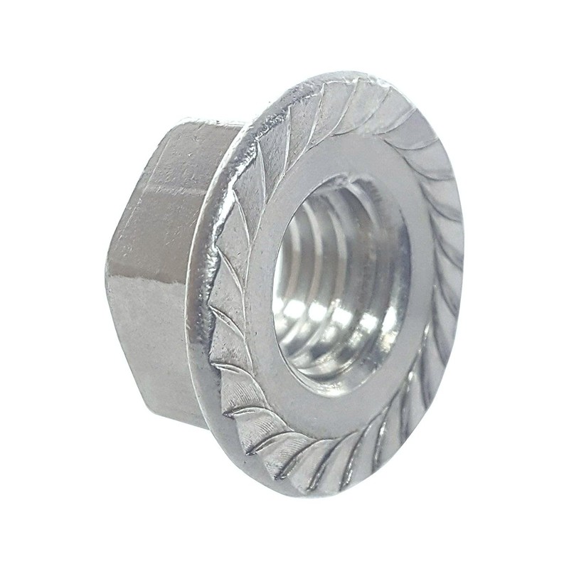 Fifty (50) 1/4-20 Zinc Plated Serrated Flange Hex Lock Nuts