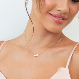 Gold Freshwater Pearl Necklace for Women, Exquisite Hand-Cultured Pearl Necklaces, Simple Pearl Necklaces for Everyday Jewelry Gifts